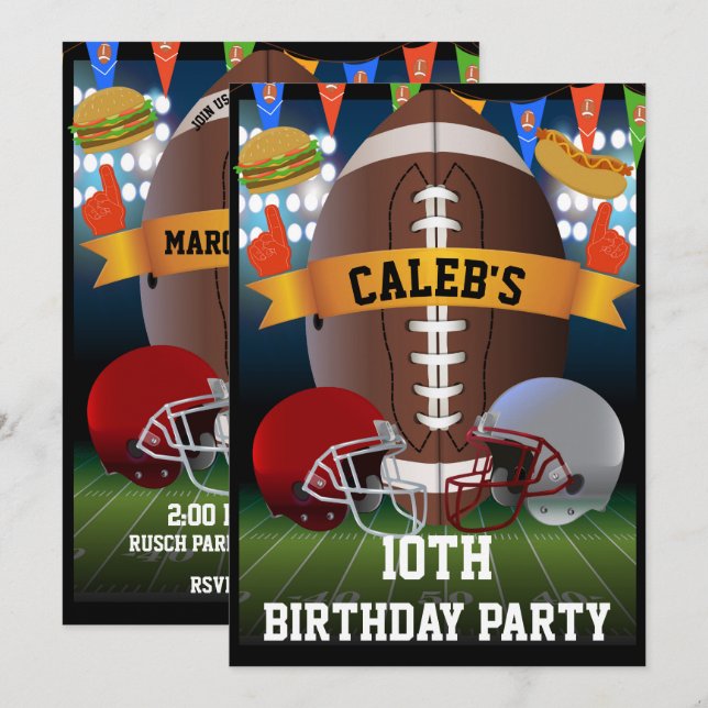 Invitation Fête d'anniversaire de Football & Barbecue (Devant / Derrière)