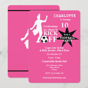 Invitation Fête d'anniversaire de football filles