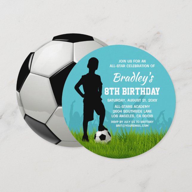 Invitation Fête d'anniversaire de football | Football All-Sta (Devant / Derrière)