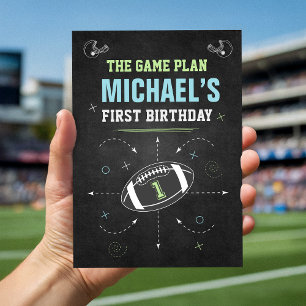 Invitation Fête d'anniversaire de football noir pour premier 