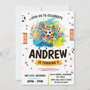Invitation Fête d'anniversaire de football personnalisée