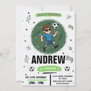 Invitation Fête d'anniversaire de football personnalisée