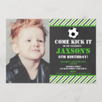 Fête d'anniversaire de football - photo noire vert