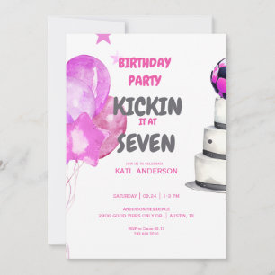 Invitation Fête d'anniversaire de football Pink Kickin it