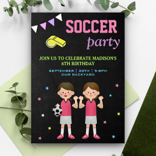 Invitation Fête d'anniversaire de football pour filles sur le