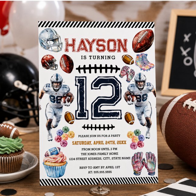 Invitation Fête d'anniversaire de football pour garçons (Boys Sports Football Birthday Party Invitation)