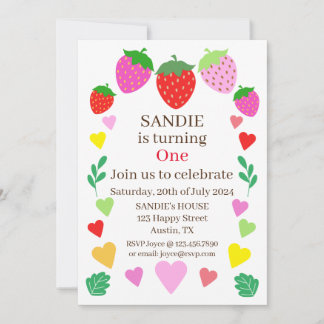 Invitation Fête d'anniversaire de fraises