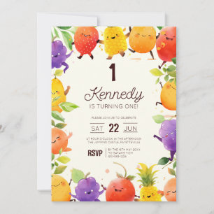 Invitation Fête d'anniversaire de fruits dansants