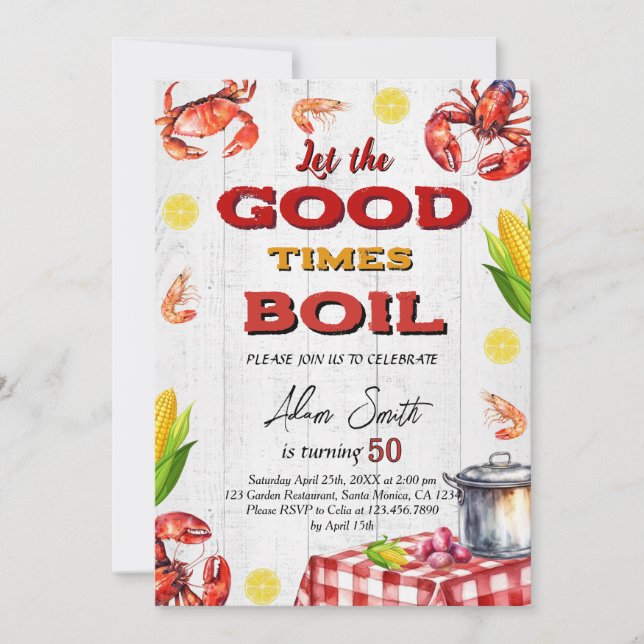 Invitation Fête d'anniversaire de fruits de mer (Devant)