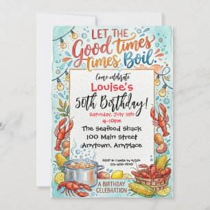 Invitation Fête d'anniversaire de fruits de mer bouillis