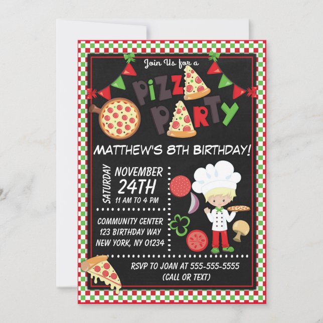 Invitation Fête d'anniversaire de garçon blond pour enfants a (Devant)