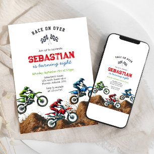Invitation Fête d'anniversaire de garçon de course de moto de