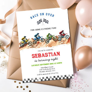 Invitation Fête d'anniversaire de garçon de course de moto de