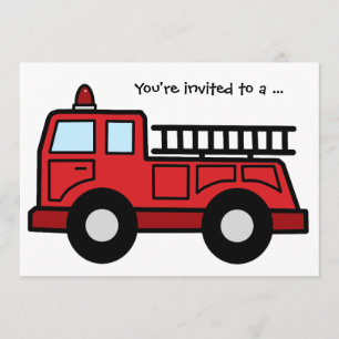 Invitation Fête d'anniversaire de garçon de Firetruck de