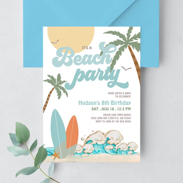 Invitation Fête d'anniversaire de garçon de TOUT ÂGE Surfant  (Créateur téléchargé)