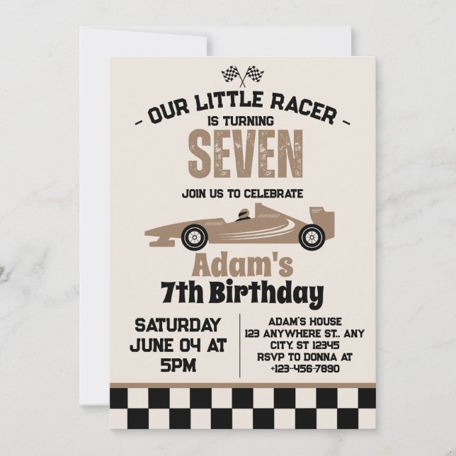 Invitation Fête d'anniversaire de garçon de voiture de course (Devant)