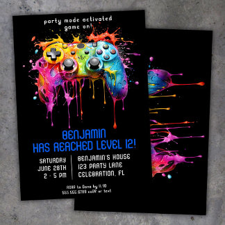 Invitation Fête d'anniversaire de garçon joueur de jeu vidéo