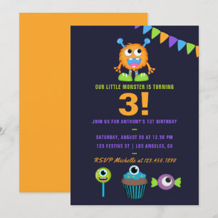 Invitation Fête d'anniversaire de garçon Little Monster de to
