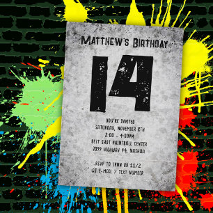 Invitation Fête d'anniversaire de garçons ados grunge béton