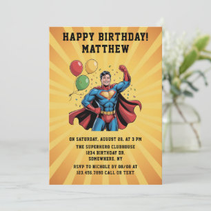 Invitation Fête d'anniversaire de garçons super-héros