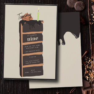 Invitation Fête d'anniversaire de gâteau au chocolat