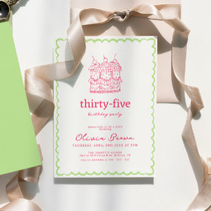 Invitation Fête d'anniversaire de Gâteau Whimsical tiré à la 