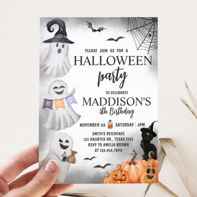 Invitation Fête d'anniversaire de Ghost Halloween (Ghost Little Boo Halloween Birthday Party Invitation)