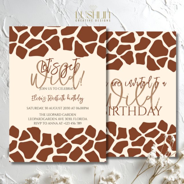 Invitation Fête d'anniversaire de girafe d'animaux sauvages (Créateur téléchargé)