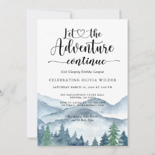 Invitation Fête d'anniversaire de glamping pour filles de la