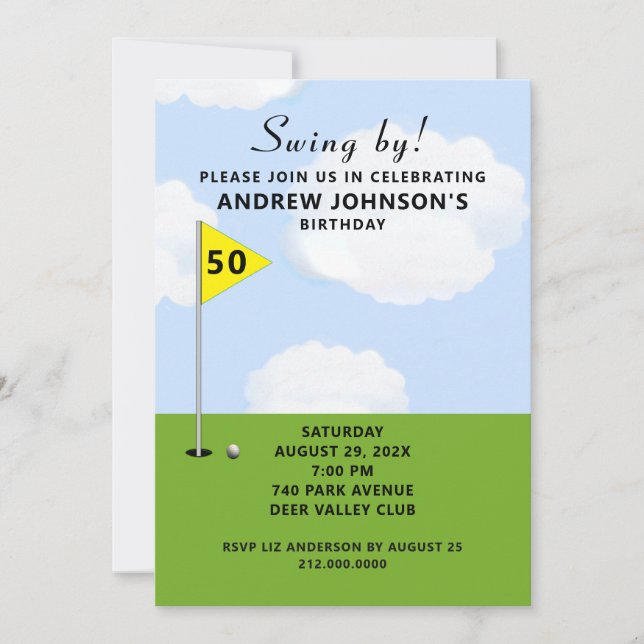 Invitation Fête d'anniversaire de golf (Devant)