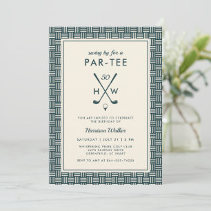 Invitation Fête d'anniversaire de golf adulte moderne Vert To