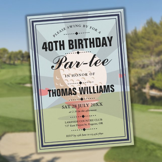 Invitation Fête d'anniversaire de golf classique Partee  (Classic Golf Birthday Partee Party Invitation)