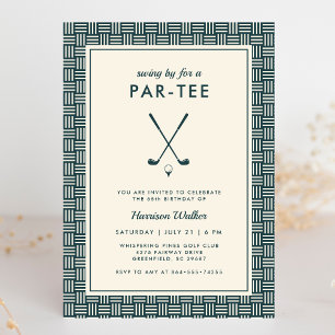 Invitation Fête d'anniversaire de golf masculin Tout âge Vert