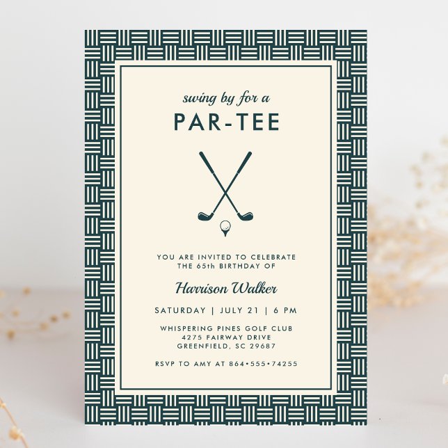 Invitation Fête d'anniversaire de golf masculin Tout âge Vert (Créateur téléchargé)