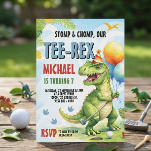 Invitation Fête d'anniversaire de golf miniature Tee-Rex le d