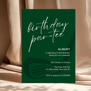 Invitation Fête d'anniversaire de golf minimaliste vert