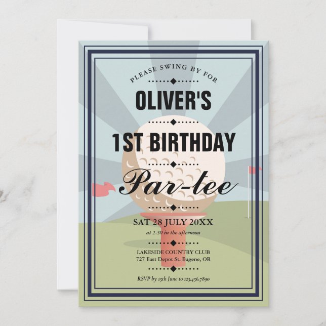 Invitation Fête d'anniversaire de golf pour tout âge  (Devant)