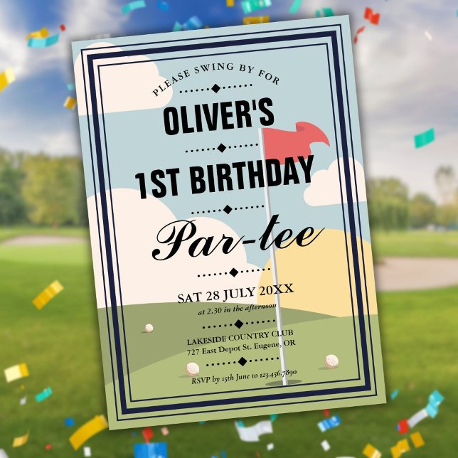 Invitation Fête d'anniversaire de golf pour tout âge  (Golf Partee Any Age Birthday Party Invitation)