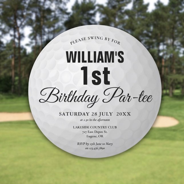 Invitation Fête d'anniversaire de golf pour tout âge Balle de (Any Age Golf Birthday Party Golf Ball Invitation)