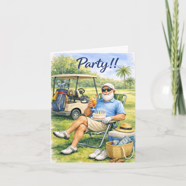 Invitation Fête d'anniversaire de golfeur  (Devant)