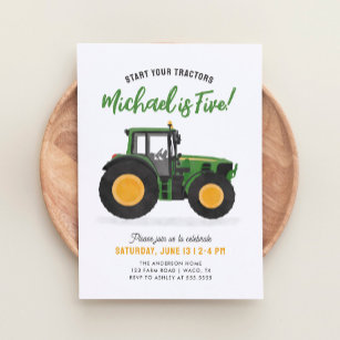 Invitation Fête d'anniversaire de Green Tractor