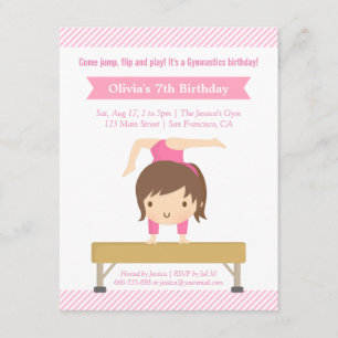 Invitation Fête d'anniversaire de gym pour les petites filles