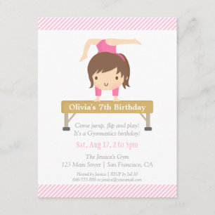 Invitation Fête d'anniversaire de gym pour les petites filles