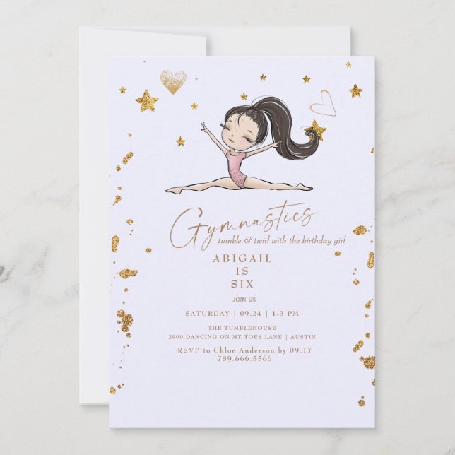Invitation Fête d'anniversaire de gymnastique blonde  (Devant)
