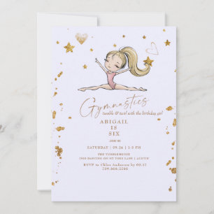 Invitation Fête d'anniversaire de gymnastique blonde Tumble &
