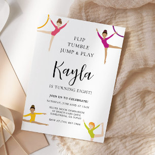Invitation Fête d'anniversaire de gymnastique moderne minimal