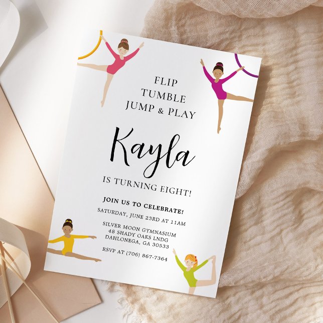 Invitation Fête d'anniversaire de gymnastique moderne minimal (Créateur téléchargé)