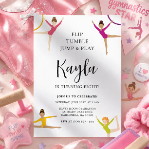 Invitation Fête d'anniversaire de gymnastique moderne minimal
