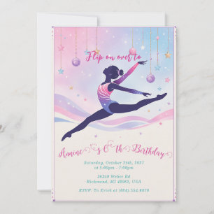 Invitation Fête d'anniversaire de gymnastique pour filles per