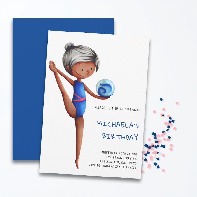 Invitation Fête d'anniversaire de gymnastique rythmique Simpl (Créateur téléchargé)